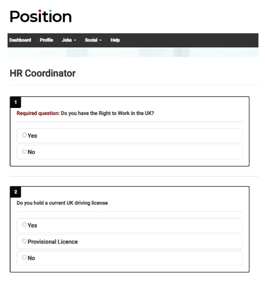 Right to work check for job role