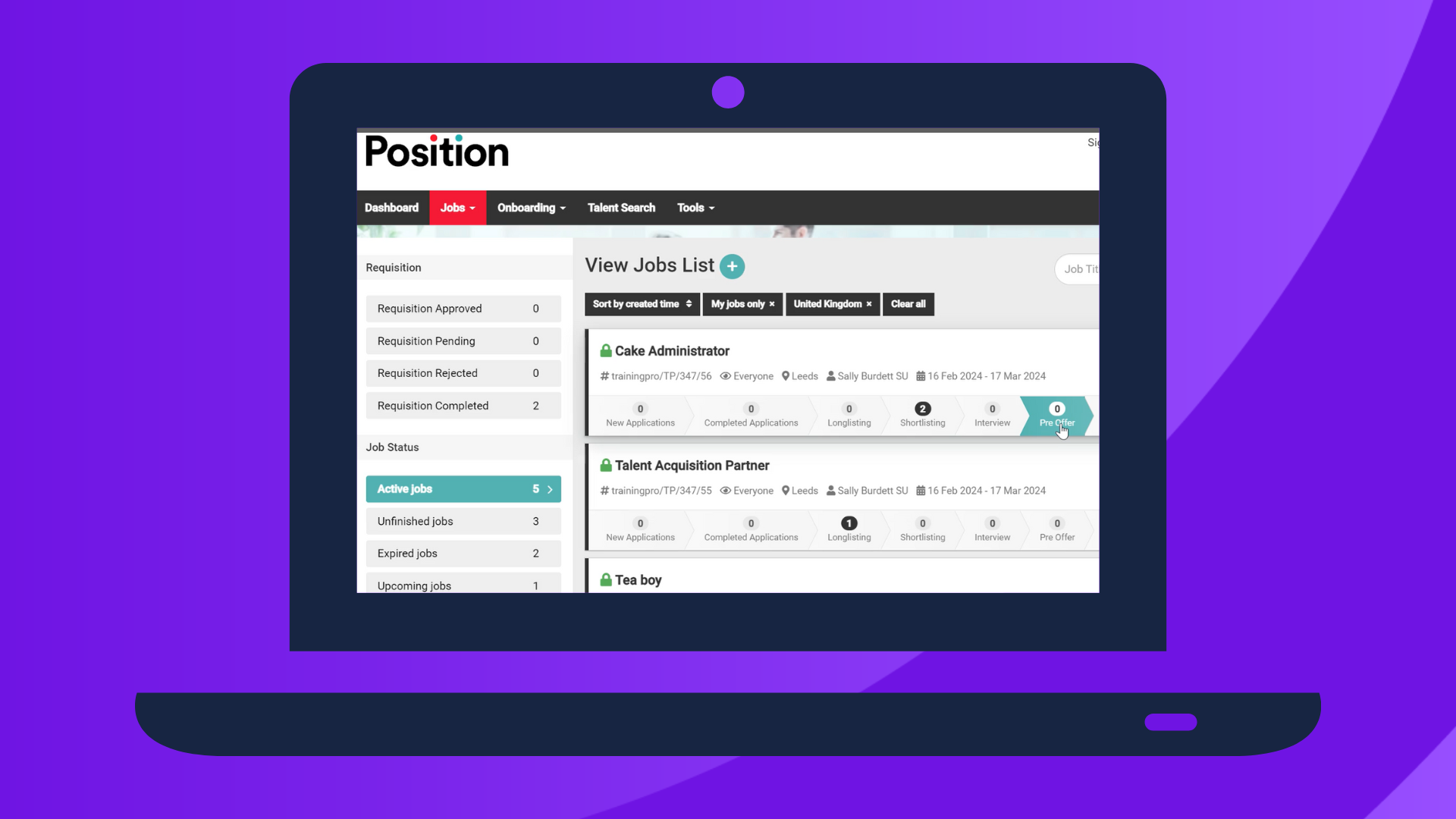 Image of laptop displaying a screenshot of the Tribepad system